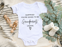 Load image into Gallery viewer, Surprise! You're Going to be Grandparents Onesie