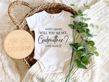 Load image into Gallery viewer, Will You Be My *Godparent* Baby Onesie (Personalised)