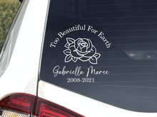 Load image into Gallery viewer, In Loving Memory, Rose Memorial Car Decal