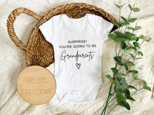 Load image into Gallery viewer, Surprise! You're Going to be Grandparents Onesie
