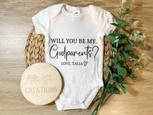 Load image into Gallery viewer, Will You Be My *Godparent* Baby Onesie (Personalised)