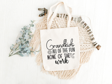 Load image into Gallery viewer, Grandkids, All of the Fun Cotton Tote Bag
