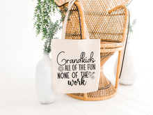 Load image into Gallery viewer, Grandkids, All of the Fun Cotton Tote Bag
