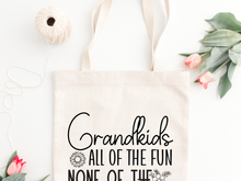 Load image into Gallery viewer, Grandkids, All of the Fun Cotton Tote Bag
