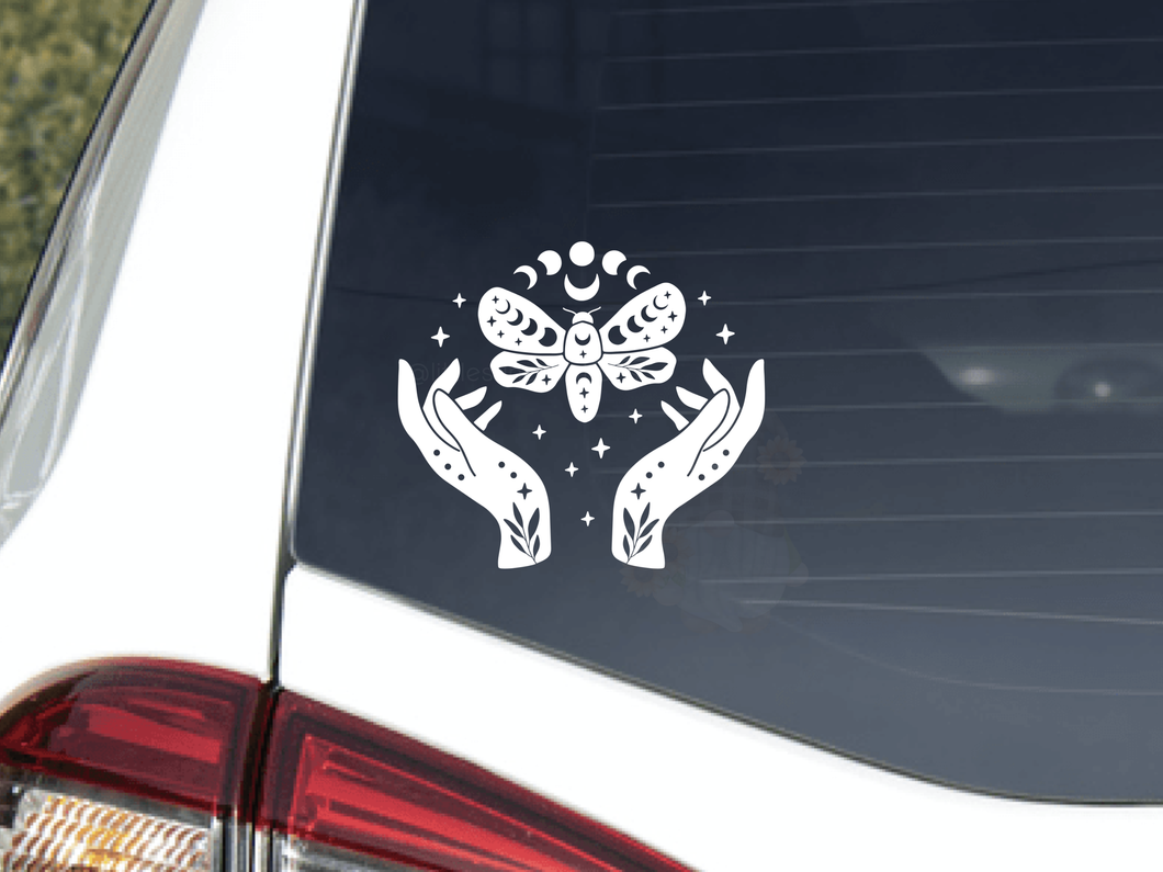 Moon Cycle Butterfly Witchy Car Decal