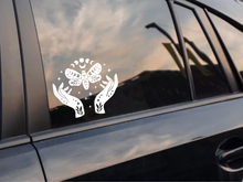 Load image into Gallery viewer, Moon Cycle Butterfly Witchy Car Decal

