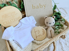 Load image into Gallery viewer, She&#39;s Here/He&#39;s Here Wooden Plaque (Double Sided)

