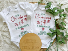 Load image into Gallery viewer, Your Christmas Gift is on Backorder Onesie
